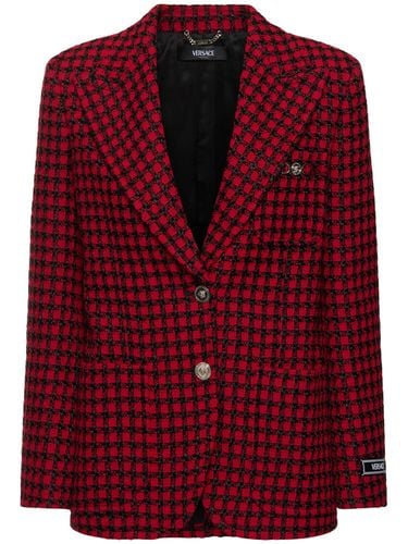 Wool Blend Tweed Single Breast Jacket - VERSACE - Modalova