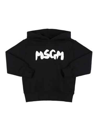 Sudadera De Algodón Estampado Con Capucha - MSGM - Modalova