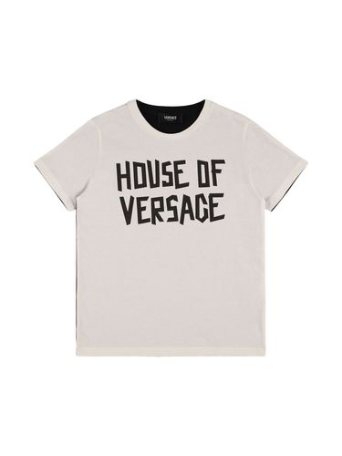 Camiseta De Jersey De Algodón Con Logo - VERSACE - Modalova