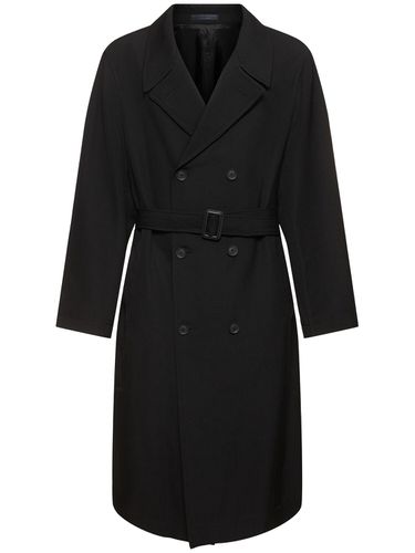 Abrigo Largo De Gabardina De Lana - YOHJI YAMAMOTO - Modalova