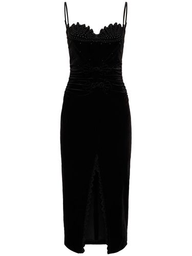 Shell Embellished Velvet Midi Dress - LE FAME - Modalova