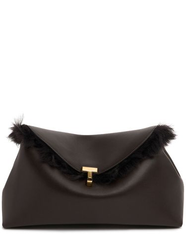 Clutch T-lock De Shearling Y Piel - TOTEME - Modalova