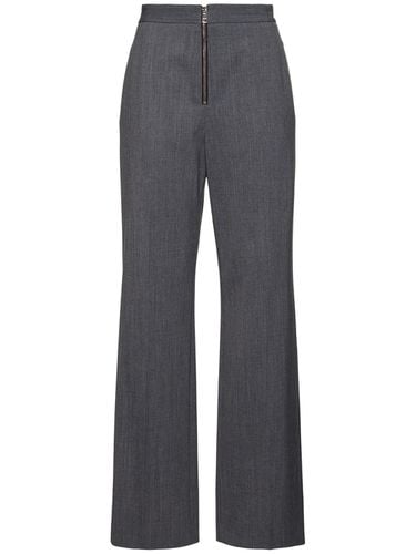 Wool Blend Straight Pants W/ Zip - MSGM - Modalova