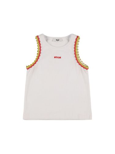 Top De Algodón Jersey Con Bordado Sin Mangas - MSGM - Modalova