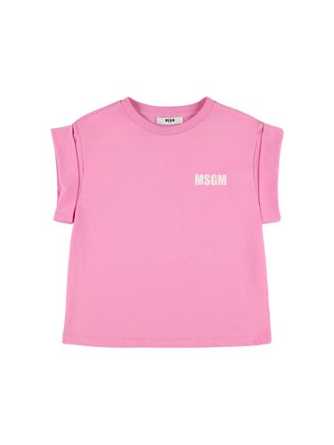 Camiseta De Jersey De Algodón Con Logo - MSGM - Modalova