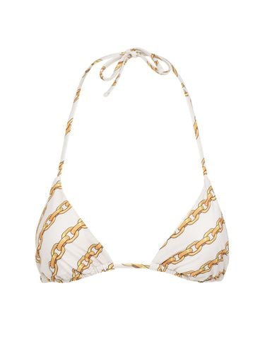 Top Bikini A Triangolo Con Stampa - VERSACE - Modalova