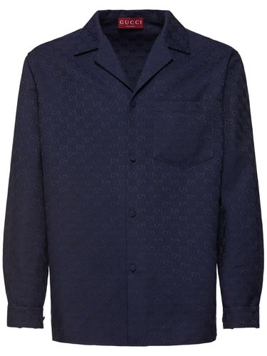 Camicia In Tela Di Misto Cotone Gg - GUCCI - Modalova