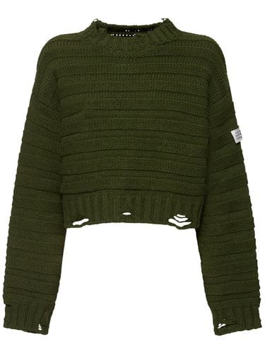 Distressed Wool Blend Crewneck Sweater - MM6 MAISON MARGIELA - Modalova