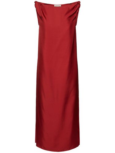 Moun Sleeveless Draped Silk Midi Dress - LOULOU STUDIO - Modalova