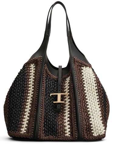 Bolso Shopping Mediano De Rafia - TOD'S - Modalova