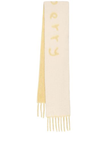 Reverse Text Jacquard Alpaca Blend Scarf - BURBERRY - Modalova