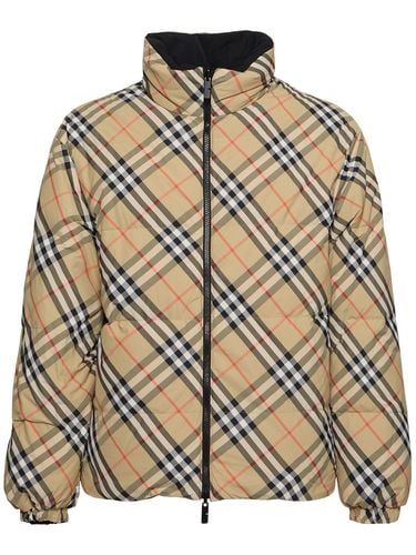 Checked Nylon Hooded Down Jacket - BURBERRY - Modalova