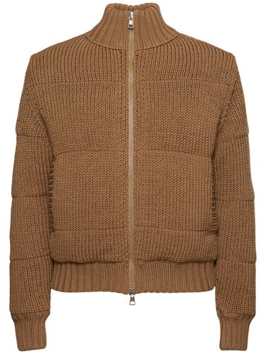 Cardigan Con Zip In Misto Lana Vergine Tricot - MONCLER - Modalova