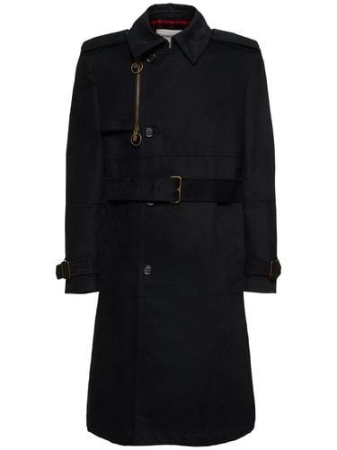 Long Cotton Blend Moleskin Coat - BURBERRY - Modalova