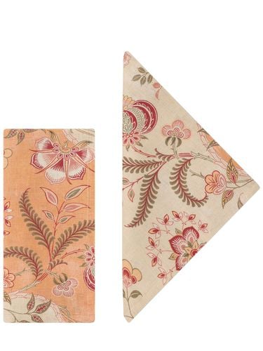 Set Of 4 Asli Flower Linen Napkins - CABANA - Modalova