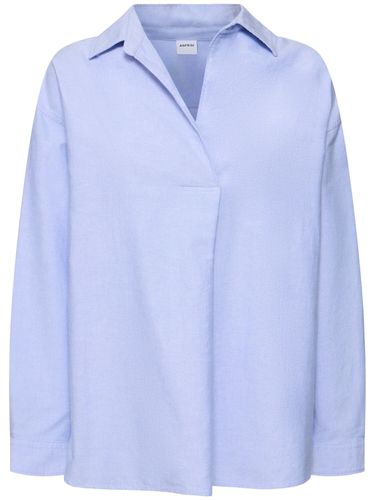 Cotton Oxford V Neck Blouse - ASPESI - Modalova