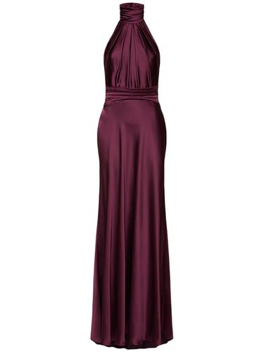 Langes Kleid Aus Satin Mit Neckholder Und Blume - ZUHAIR MURAD - Modalova