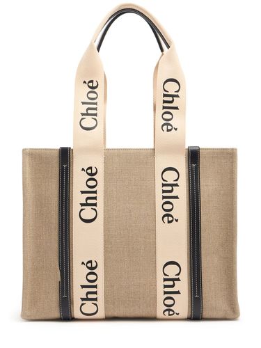 Medium Woody Canvas Tote Bag - CHLOÉ - Modalova