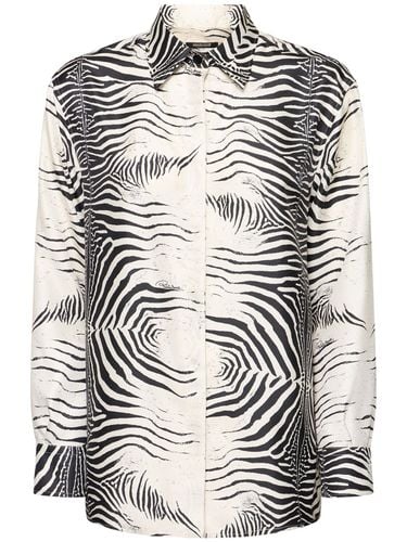 Camicia In Twill Di Seta Stampa Zebra - ROBERTO CAVALLI - Modalova