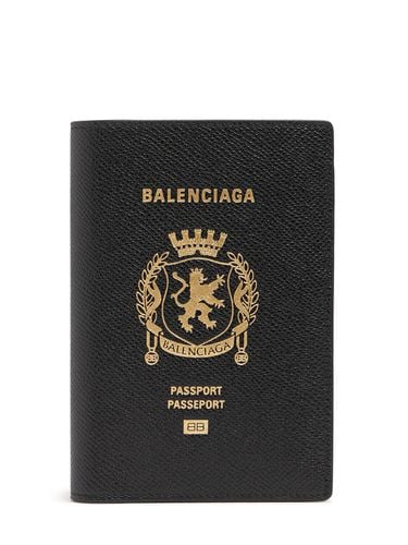 Logo Leather Passport Holder - BALENCIAGA - Modalova