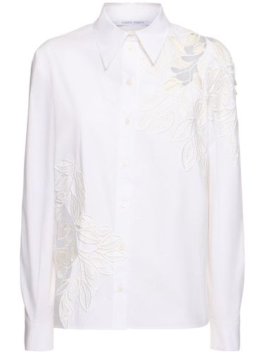 Flower Embroidered Stretch Cotton Shirt - ALBERTA FERRETTI - Modalova