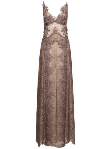 Cotton Blend Lace Long Dress - ALBERTA FERRETTI - Modalova