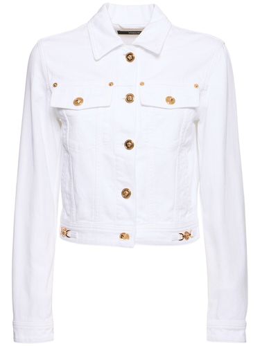 Washed Cotton Denim Jacket - VERSACE - Modalova