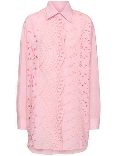 Oversize Cotton Blend Lace Shirt - ERMANNO SCERVINO - Modalova