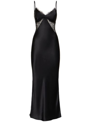 Silk & Lace Plunge Neck Slip Dress - FLEUR DU MAL - Modalova