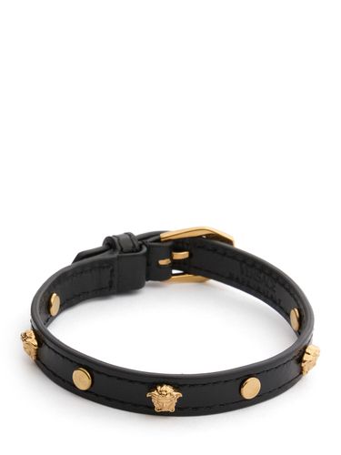 Brazalete De Piel Con Medusa - VERSACE - Modalova