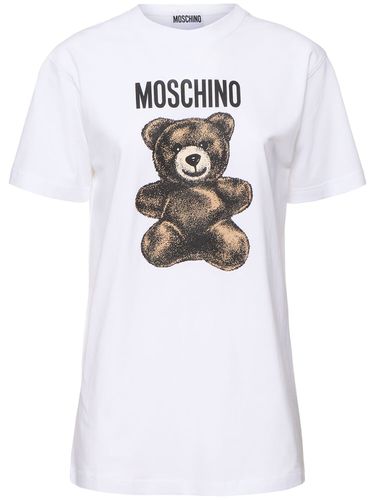 Camiseta De Jersey De Algodón Con Logo - MOSCHINO - Modalova