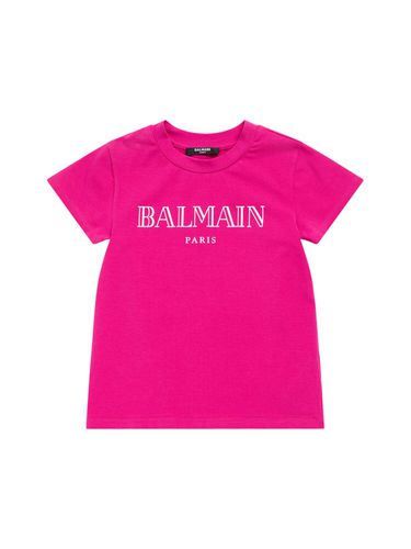 Camiseta De Jersey De Algodón Estampada - BALMAIN - Modalova