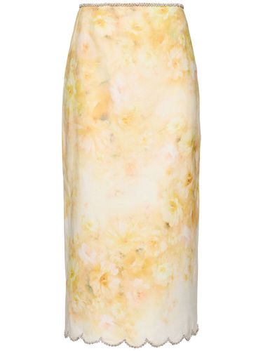 Crush Printed Linen Midi Skirt - ZIMMERMANN - Modalova