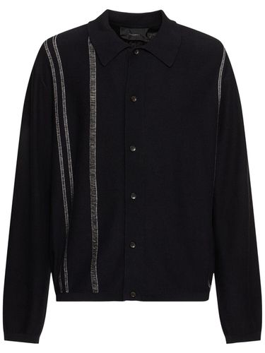 Striped Knit Collared Cardigan - COMMAS - Modalova