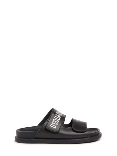 Leather Slide Sandals W/logo - DSQUARED2 - Modalova