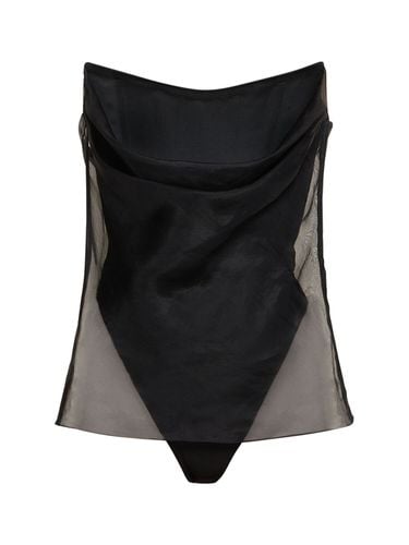 Draped Silk Bustier Top - DEL CORE - Modalova