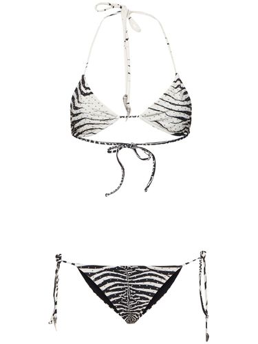 Zebra Printed Triangle Bikini - ROBERTO CAVALLI - Modalova