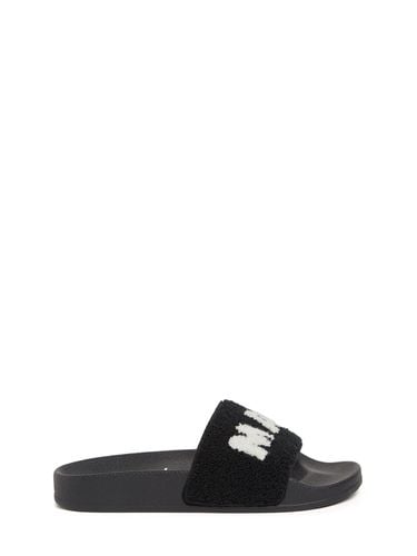 Logo Print Terrycloth Slide Sandals - MARNI JUNIOR - Modalova