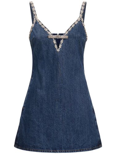 Strappy Denim Mini Dress - SELF-PORTRAIT - Modalova