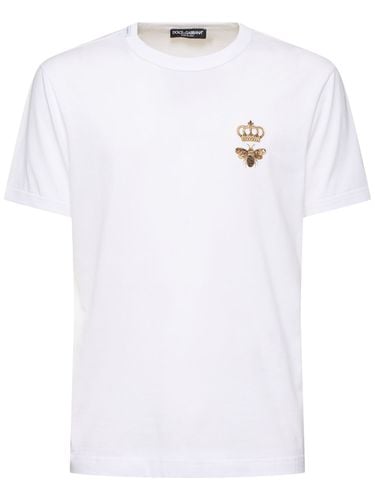 Camiseta De Algodón Bordada - DOLCE & GABBANA - Modalova