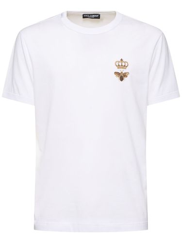 T-shirt Bee And Crown In Cotone Ricamato - DOLCE & GABBANA - Modalova