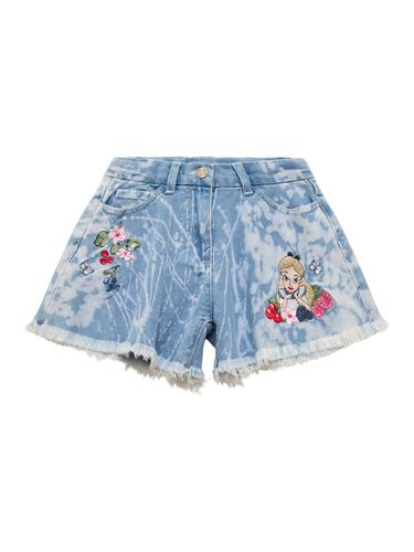 Shorts De Denim Bordado - MONNALISA - Modalova