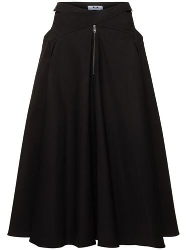 Stretch Cotton Midi Skirt - MSGM - Modalova