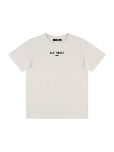 Camiseta De Jersey De Algodón Estampada - BALMAIN - Modalova