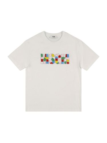 Camiseta De Jersey De Algodón Con Logo - MSGM - Modalova