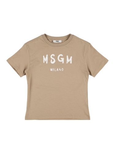 Camiseta De Jersey De Algodón Estampada - MSGM - Modalova