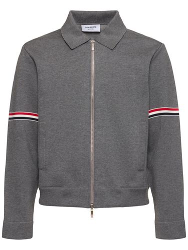 Cotton Blend Zip-up Jacket - THOM BROWNE - Modalova