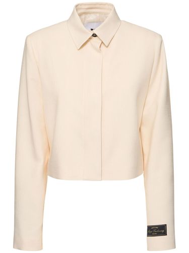 Giacca Cropped In Gabardina - MSGM - Modalova