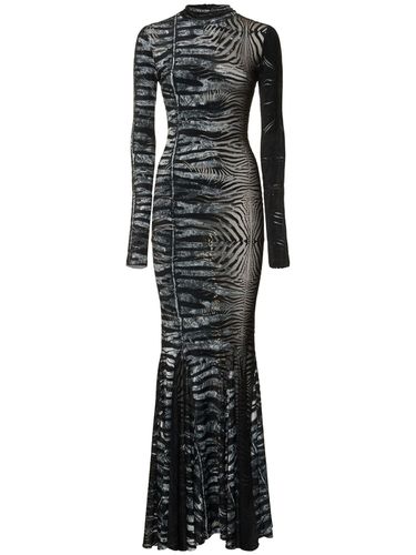 Zebra Devoré Long Dress - ROBERTO CAVALLI - Modalova