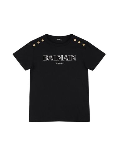 Camiseta De Jersey De Algodón Con Logo - BALMAIN - Modalova